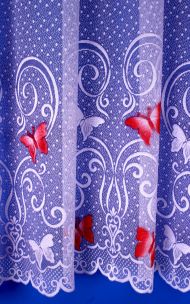 Záclona s farebným motýľovým vzorom 160x300 cm - červená