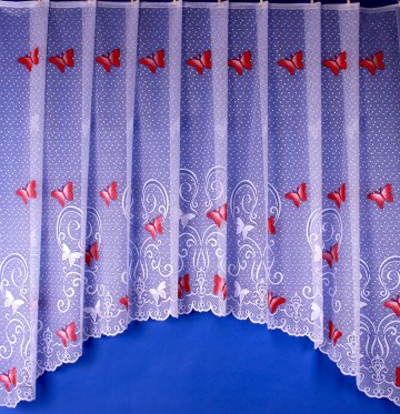 Záclona s farebným motýľovým vzorom 160x300 cm - červená