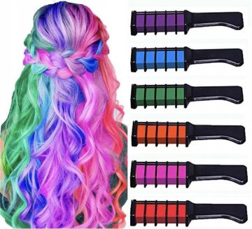 Hrebeň s farebnými kriedami na vlasy 6 farieb