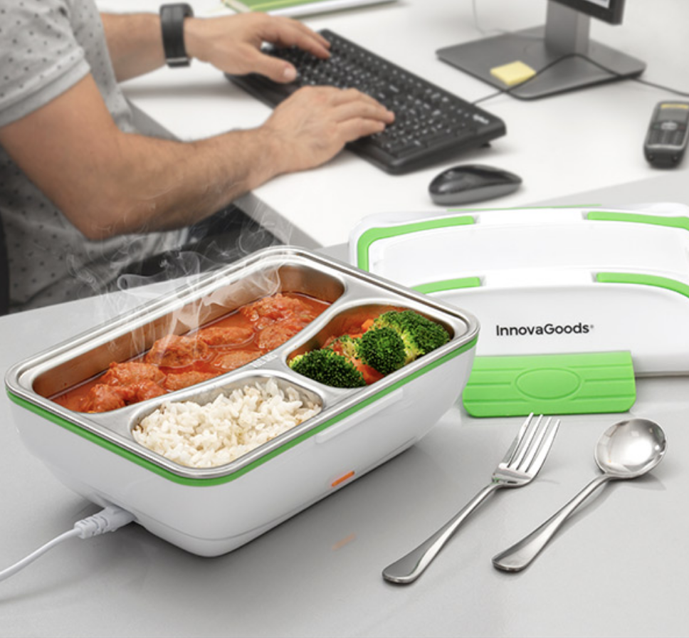 Elektrická Škatuľka na Jedlo Pro InnovaGoods 50W Bielo-zelená Elektrická Škatuľka na Jedlo Pro InnovaGoods 50W Bielo-zelená